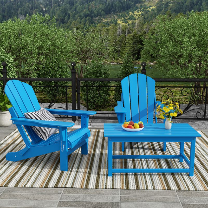 WestinTrends 3-Piece Outdoor Patio Adirondack Chair with Coffee Table Set