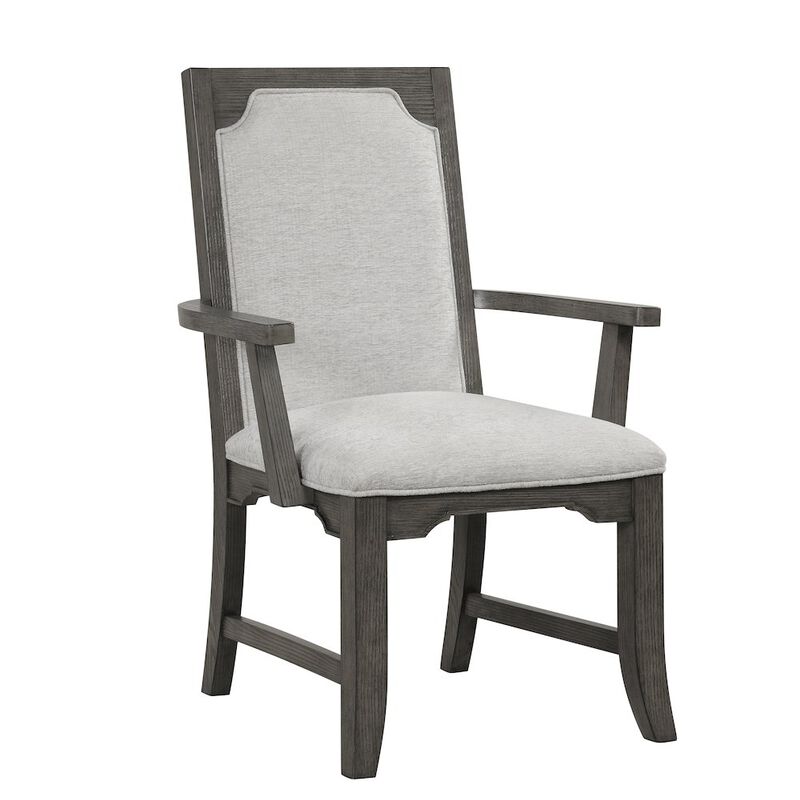 New Classic Furniture Lisbon Wood Dining Arm Chair in Gray (Set of 2) image number 1