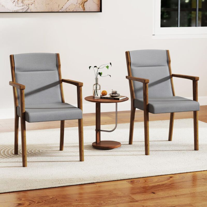Upholstered Wooden Accent Chairs Set of 2 with High Back and Soft Cushion image number 8