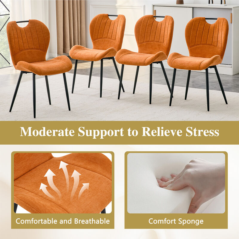 Whisen Set of 4 Upholstered Dining Chairs with Metal Handle, Fabric & Metal Frame, Ergonomic Accent Chairs for Dining Room, Living Room, Office image number 5
