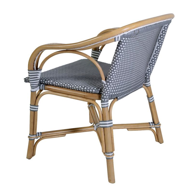 Butler Specialty Portofino 18.75 in. Seat Height Rattan Arm Chair, White and Navy image number 6