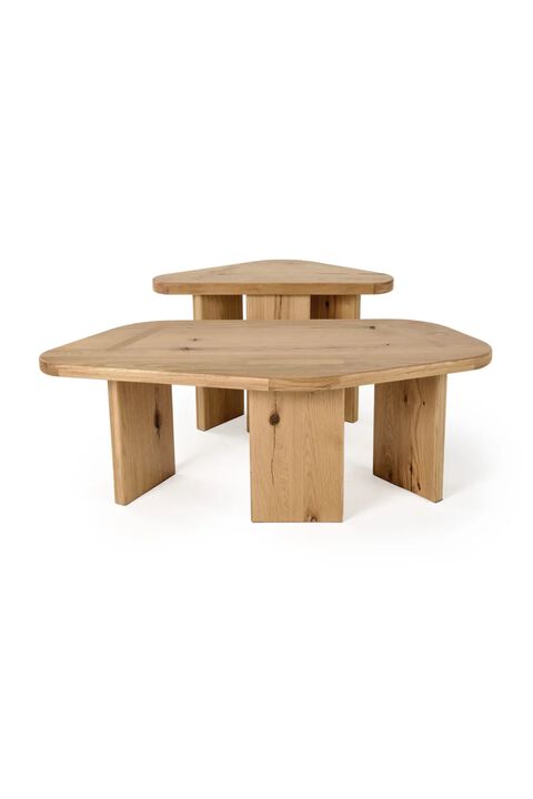 Natural Wood Coffee Table Set (2) | OROA Modern Jack