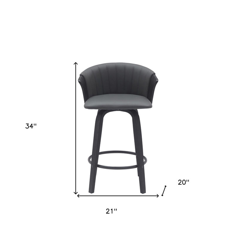 HomeRoots Faux Leather Cafe-Style Counter Stool with Armrests and Wood Base image number 6