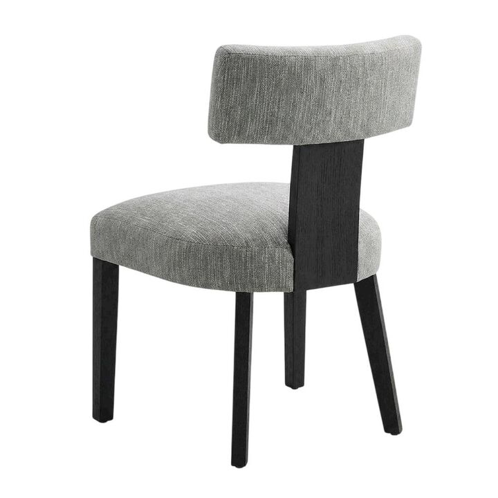 Fabric Upholstered Modern Dining Chair, Heathered Weave Gray Black, Set of 2