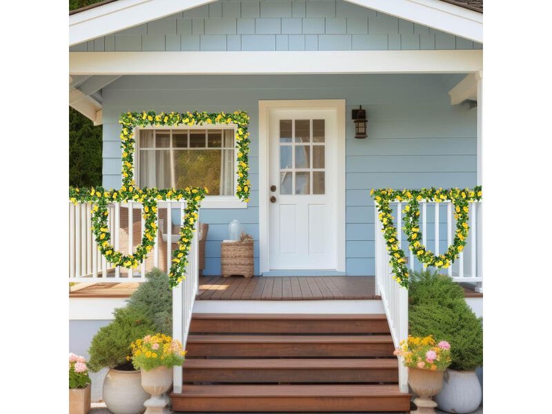 6 Piece Yellow Artificial Hanging Morning Glory Flowers Outdoor Wedding image number 1