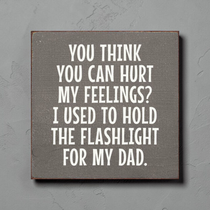 Rustic Wood Sign You Think You Can Hurt My Feelings Funny Dad Workshop Wall Decor