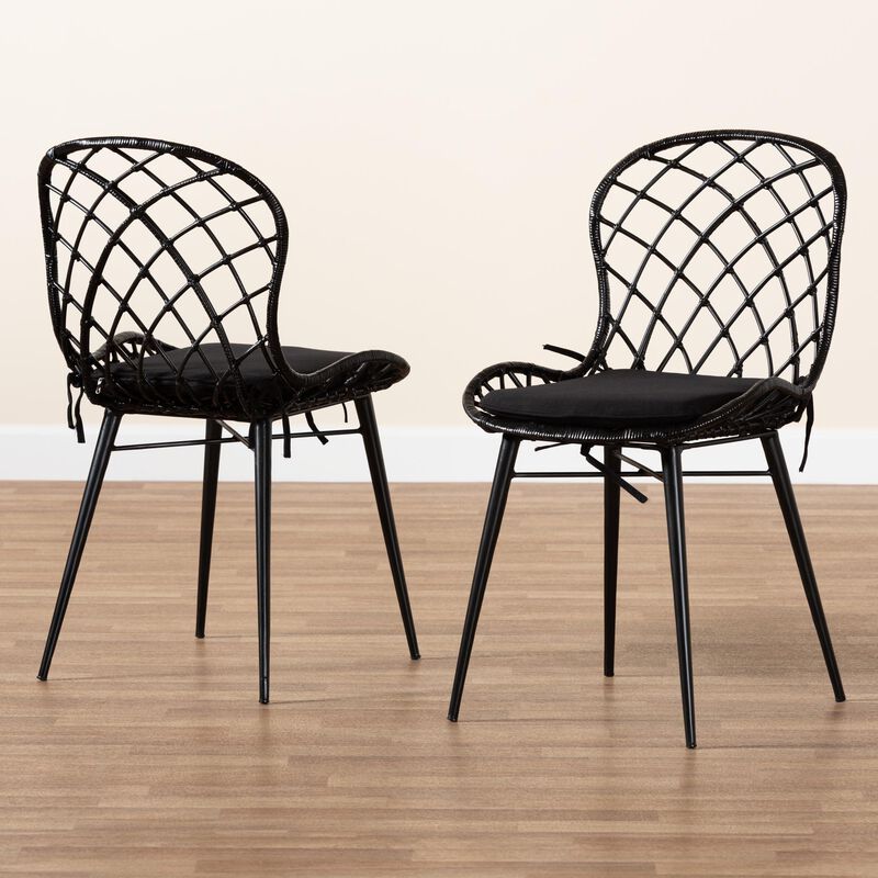 Bali & Pari Sabelle Modern Greywashed 2-Piece Dining Chair Set