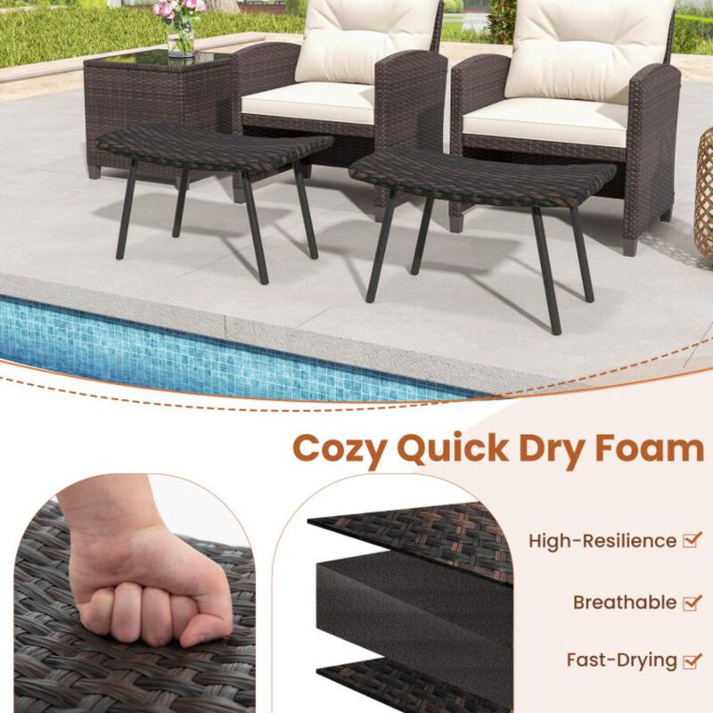 Hivvago All Weather Outdoor Ottomans Set Patio Footrest Seats Set with Sturdy Metal Legs