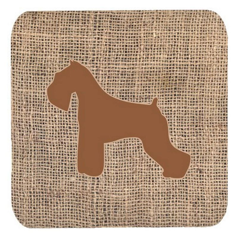 Caroline's Treasures BB1073-BL-BN-FC Schnauzer Burlap and Brown Foam Coasters (Set of 4), 3.5 H x 3.5 W, Multicolor