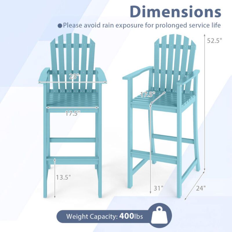 Hivvago Tall Adirondack Chair with Armrests and Footrest for Deck image number 2