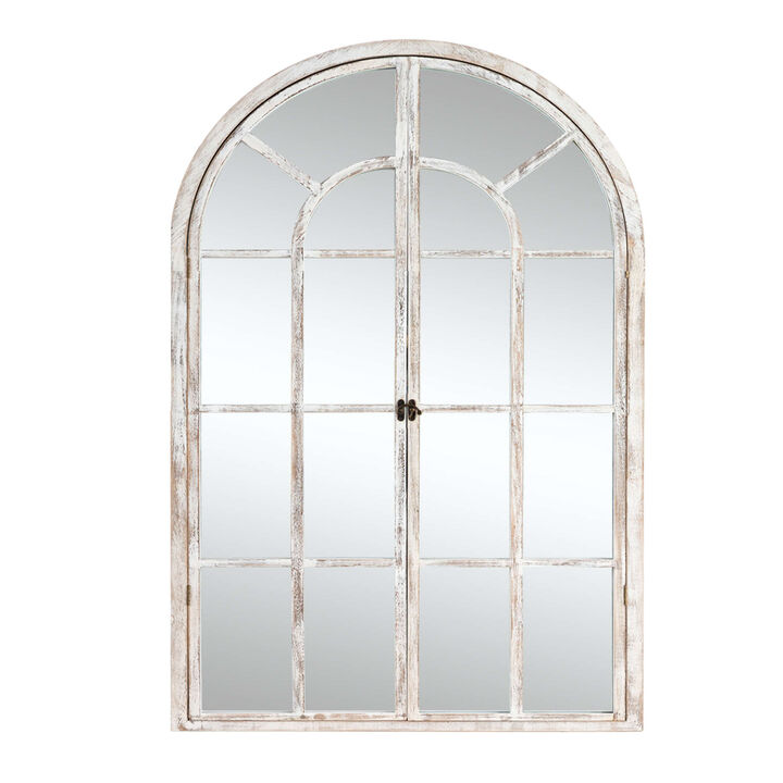 HomeRoots 36" White Solid Wood Arch Framed Accent Mirror