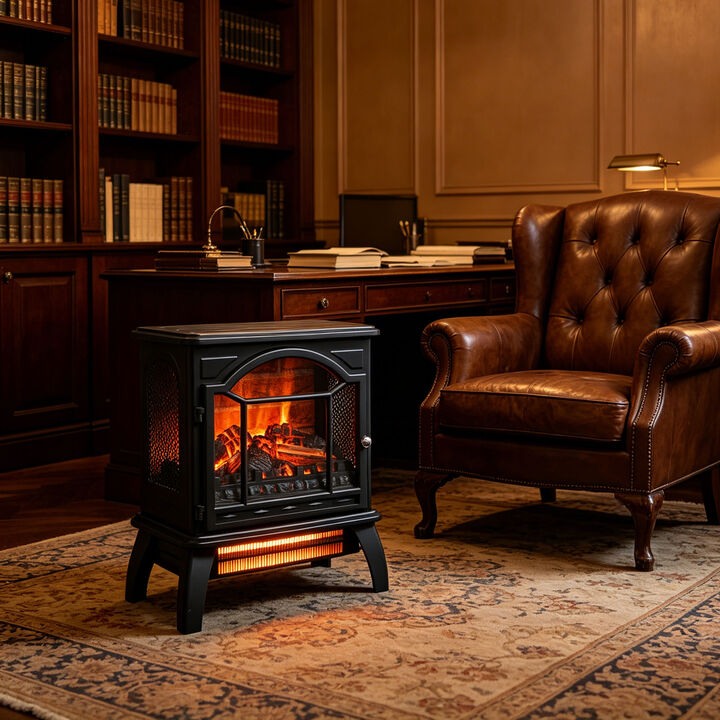 MONDAWE 18 Inch Antique Black 3D Infrared Electric Stove With Remote Control