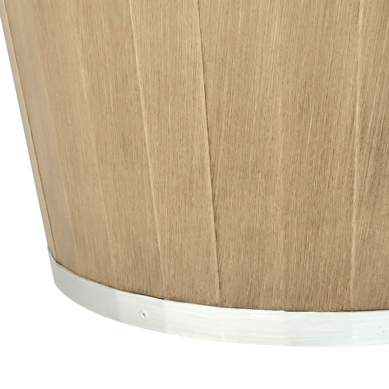 4 Pack Large Plastic Planters with Drainage, Whiskey Barrel Design Flower Pots-Brown image number 9