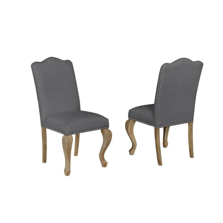 Side Chairs, Set of 2 in Gray Linen