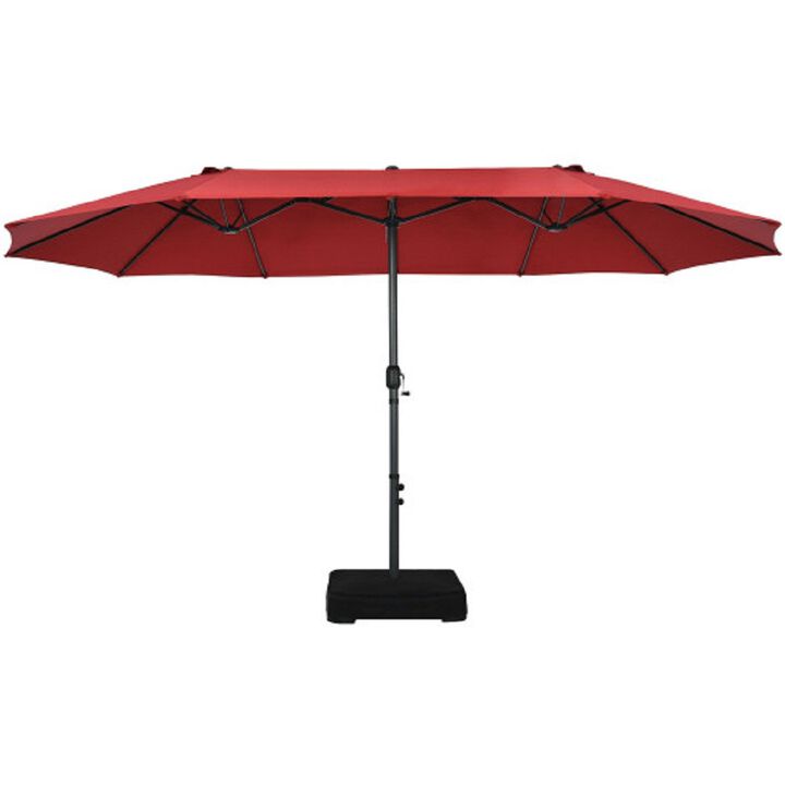 Double-Sided Patio Umbrella with 12-Rib Structure for Extra Stability