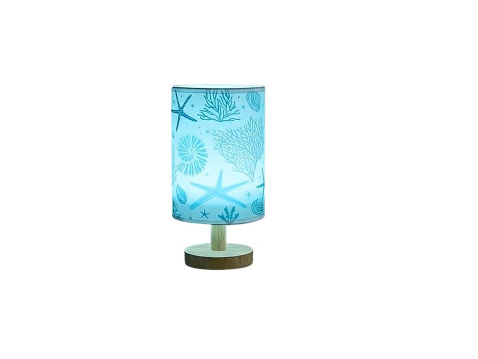Dimmable LED Wood Fabric Desk Lamp For Living Room Bedroom Office Blue
