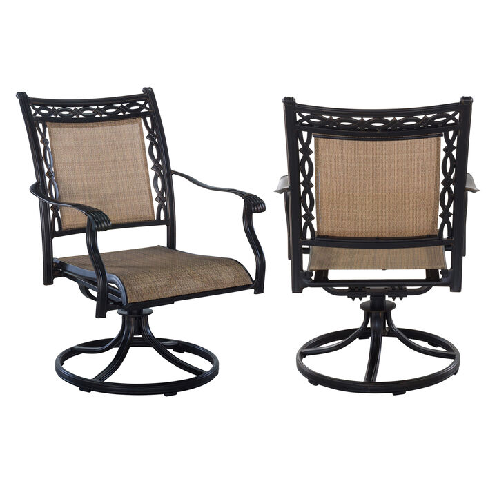 MONDAWE Aluminum Outdoor Patio Swivel Dining Arm Chair (Set of 6), Brown