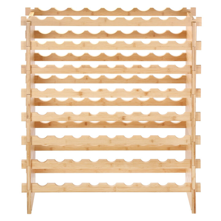 72 Bottle Stackable Modular Wine Rack Wicker Wood Display Shelf 8-Tier