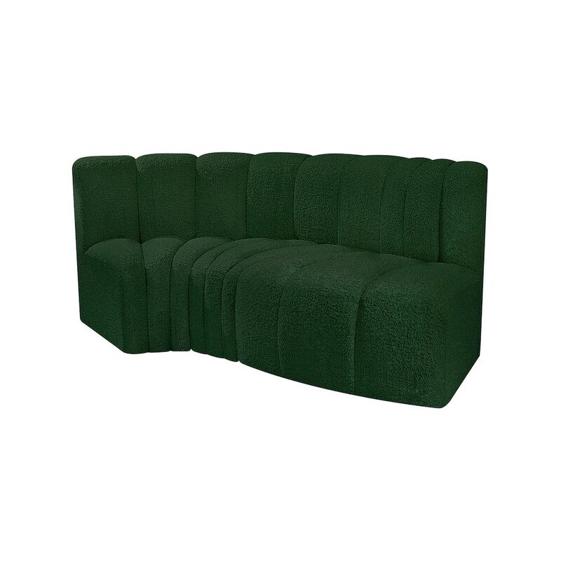 Meridian Furniture Arc Green Boucle Fabric Modular Sofa