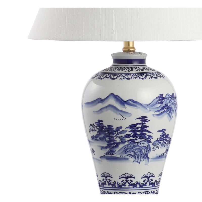 Zhou Ceramic/Iron Traditional Cottage LED Table Lamp