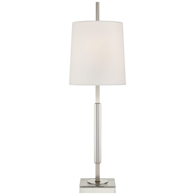 Lexington Medium Table Lamp in Polished Nickel and Crystal with Linen Shade image number 1