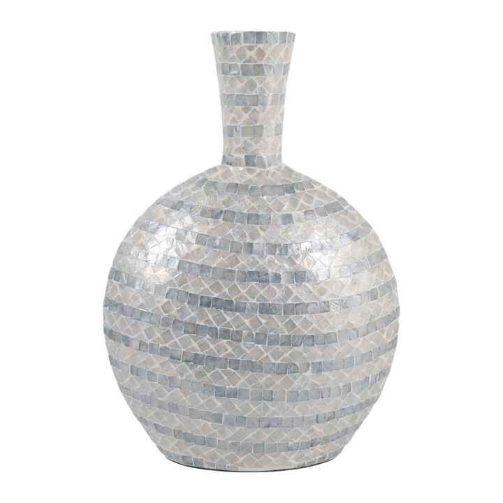 23x16" Capiz Gourd Vase, Blue