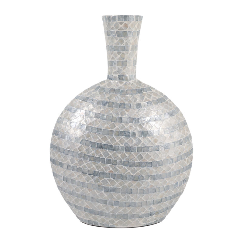 23x16" Capiz Gourd Vase, Blue image number 0