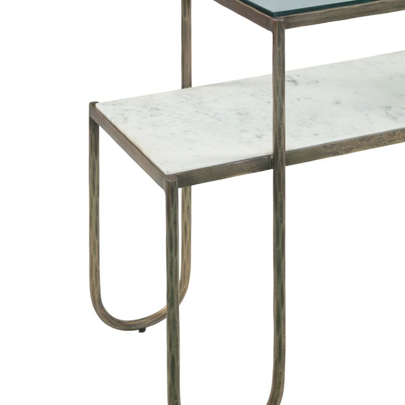 World Interiors Sonoma 50" Nesting Console Table with Marble and Glass image number 4