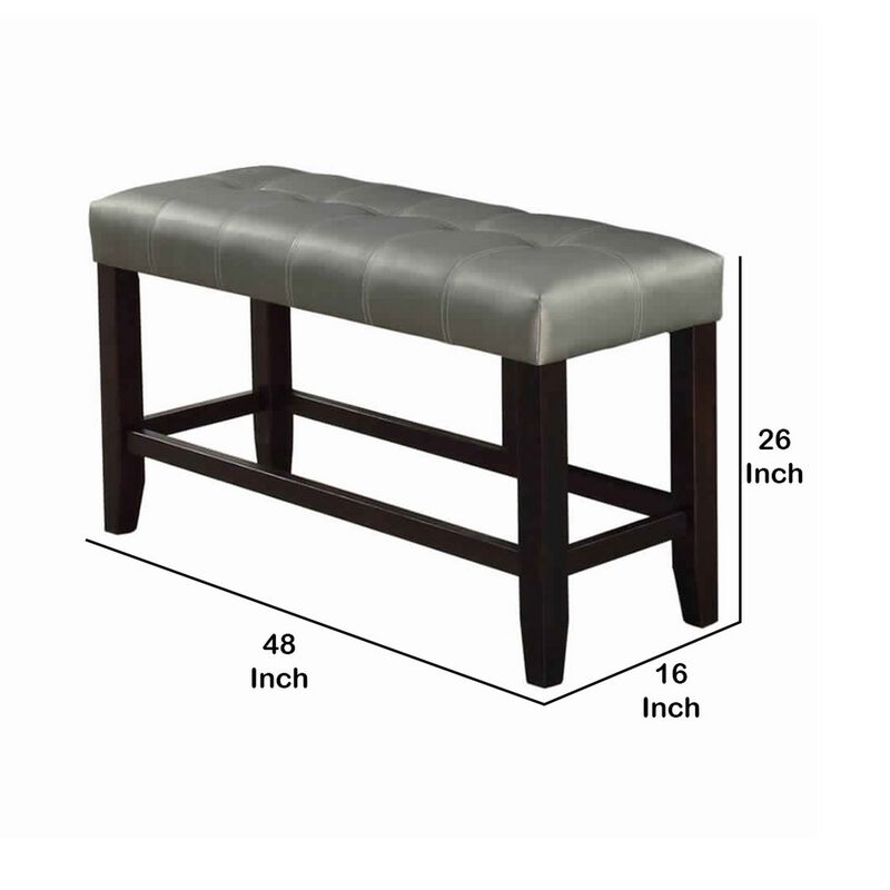 Tufted High Bench With Tapered Legs Silver and Brown
