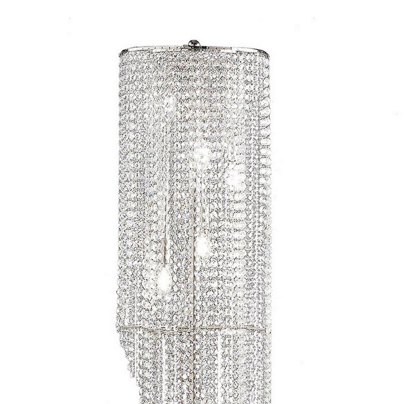 Mindy 62 Inch Floor Lamp, Crystal Raindrops Design, Metal, Clear Finish - Benzara image number 2