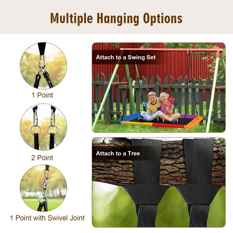 Outdoor Platform Swing Seat &ndash; Tree Hanging with 2 Strong Straps for Safety