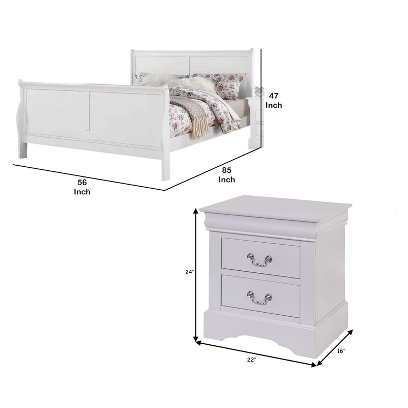 Queen Size Bedroom Set, White Finish, 3-Piece Set with Bed and Two Nightstands image number 7