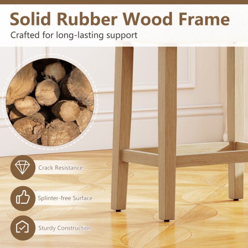 2-Piece Modern Counter Height Bar Stools with Durable Rubber Wood Legs image number 6