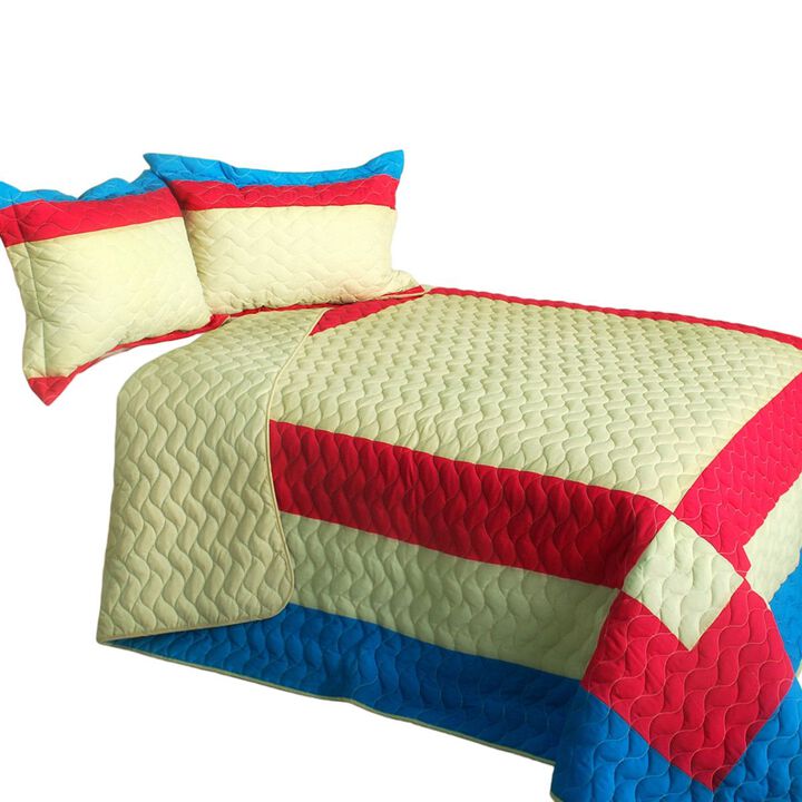 3 Piece Queen Patchwork Quilt Set Snow Queen Bedroom Bedding
