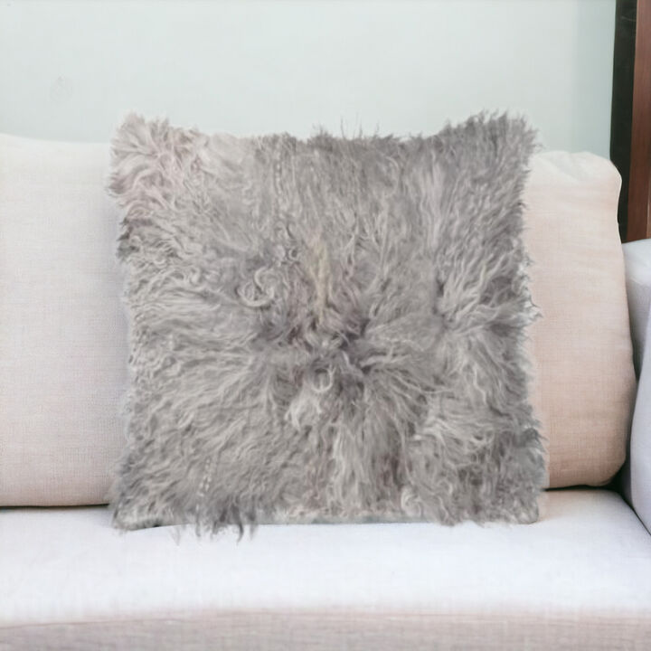 Sheepskin Decorative Throw Pillow &ndash; Soft Furry Cushion for Bedroom & Lounge