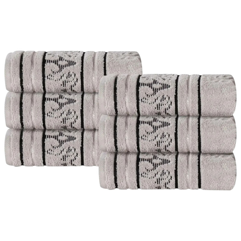 Zero Twist Cotton Hand Towel Set of 6, Floral Jacquard Soft Towels for Home Bathroom Use image number 0