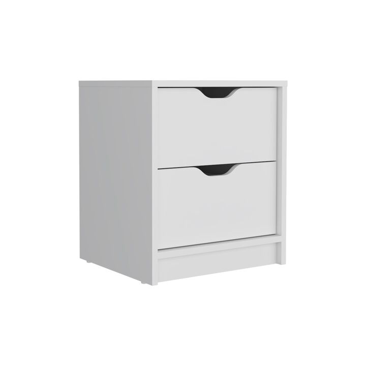 Basilea 2 Drawers Nightstand, Pull Out System -White