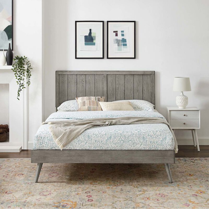 Alana Wood Twin Platform Bed With Splayed Legs image number 7