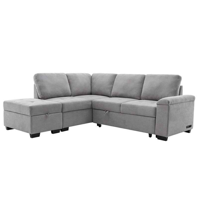 Merax L-Shape Corner Couch Sofa Bed with Storage Ottoman