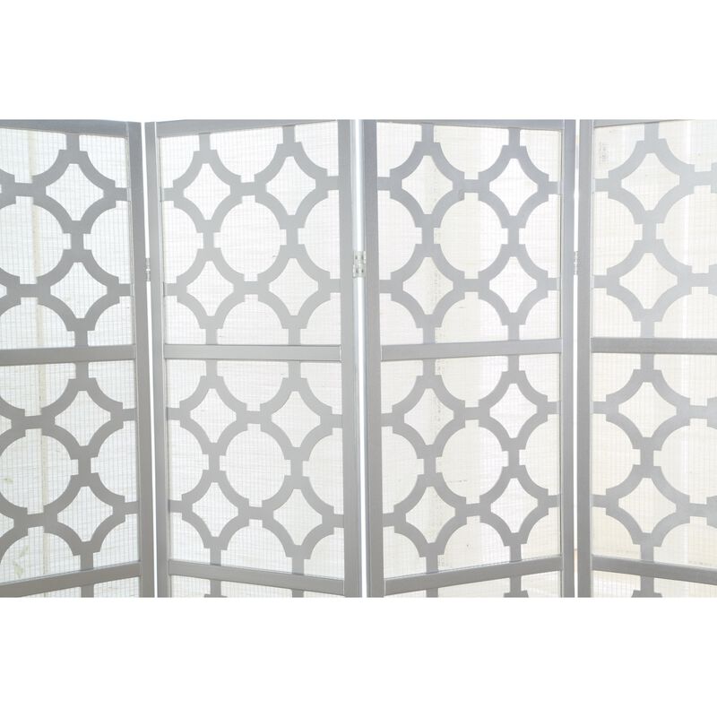 Streamdale Quarterfoil infused Diamond Design 4-Panel Room Divider, Silver image number 3