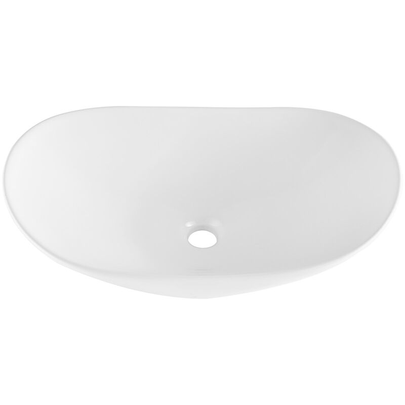 Bathroom Vanity Vessel Sink in Ceramic, Countertop Mount Bowl Style