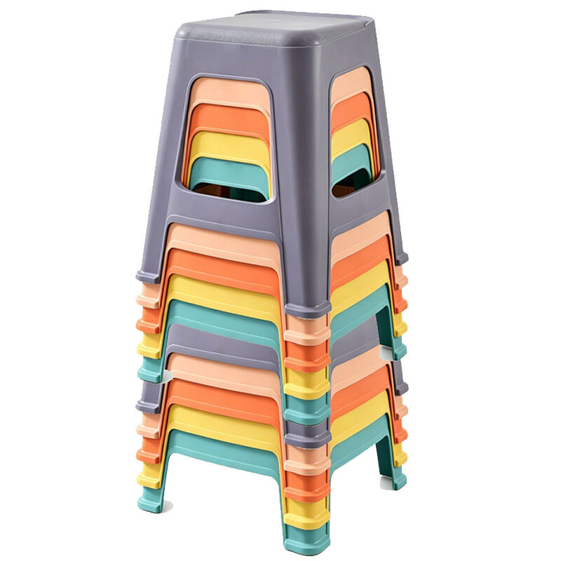 Jentsa 10 Pack Stackable Plastic Stools image number 4