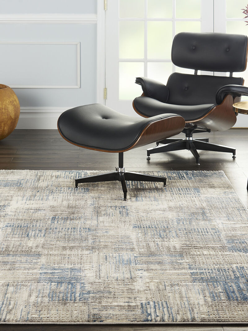 Solace SLA03 Ivory/Gray/Blue 5'3" x 7'3" Rug image number 5