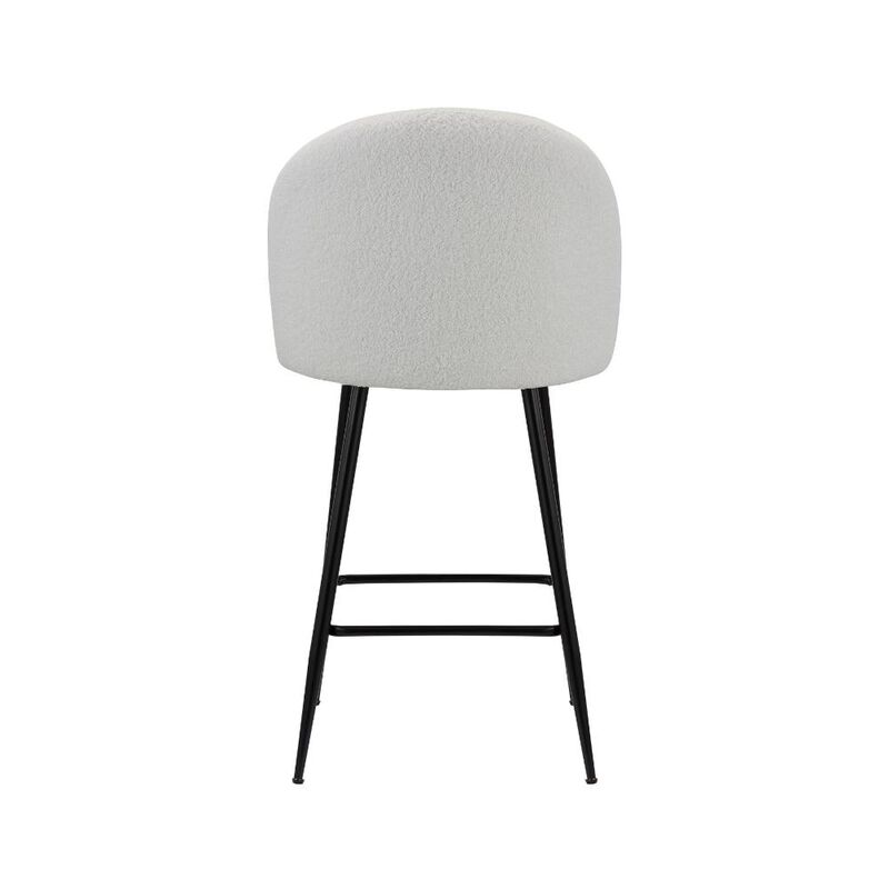 Hivvago Set of Two 26 Inch White and Black Fabric and Metal Low Back Counter Height Bar Chairs