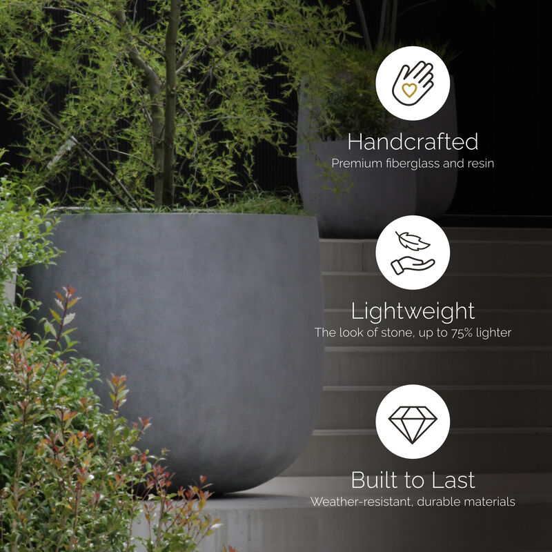 COSAPOTS Mondo Large Planter - Fiberglass Indoor/Outdoor and Weather-Resistant Round Planter