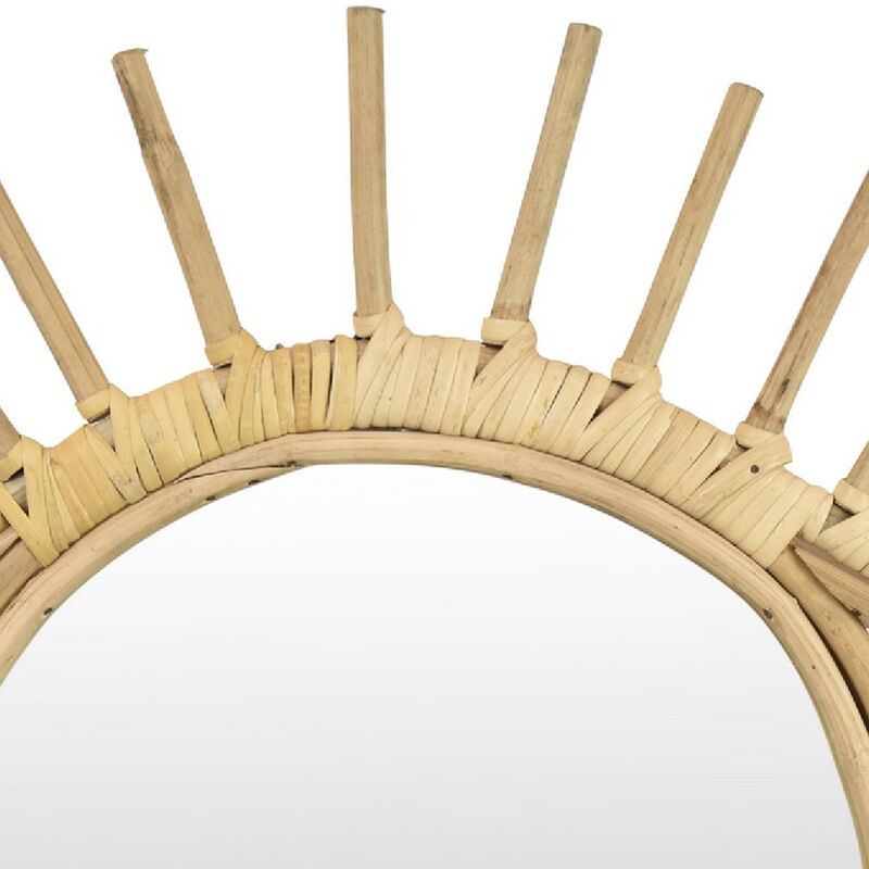 Greta Eye-Shaped Wall-Mounted Mirror, Sunburst Frame, Natural Fiber image number 5