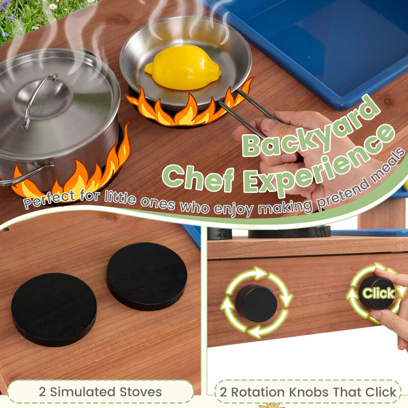 Kids Mud Kitchen Playset with Sink Planter Box and 13 Accessories image number 6