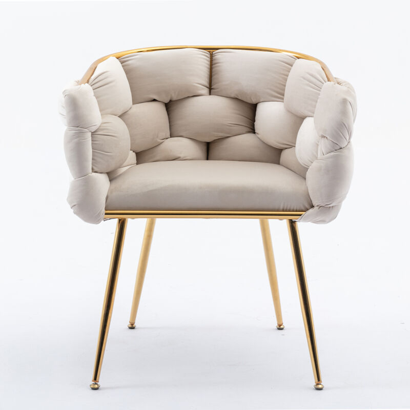 Luxury modern simple leisure velvet single sofa chair bedroom lazy person household dresser stool manicure table back chair beige