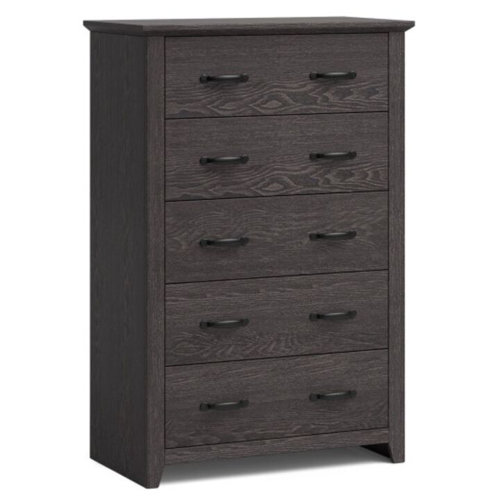 Tall Storage Dresser with 5 Pull-out Drawers for Bedroom Living Room-Walnut