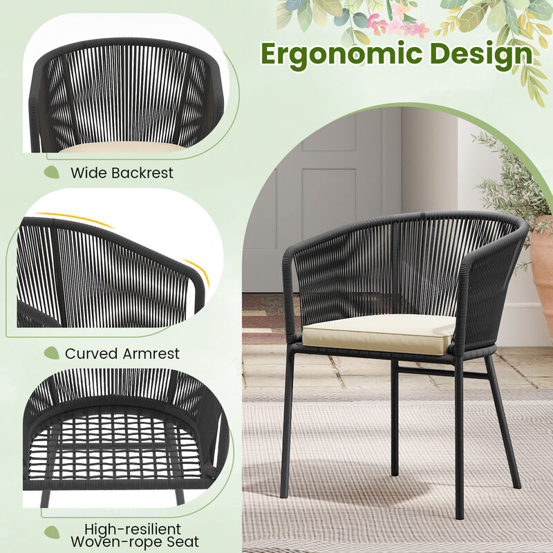 4-Piece Patio Chair Set with Cushions and Curved Backrest image number 7